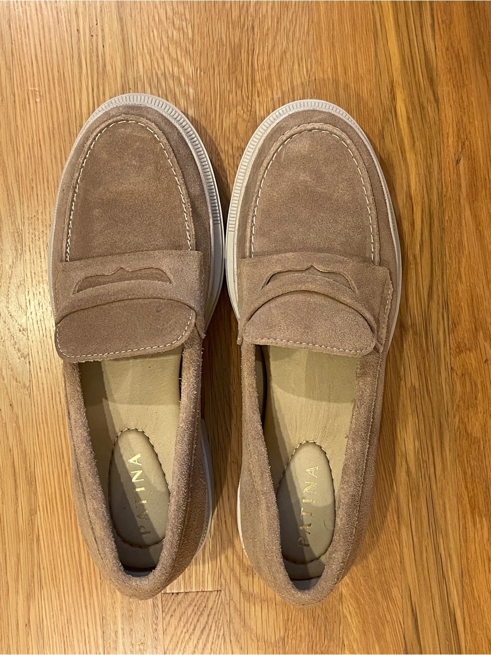 Patina (Portland Leather) Women's Suede Penny Loafers in Taupe